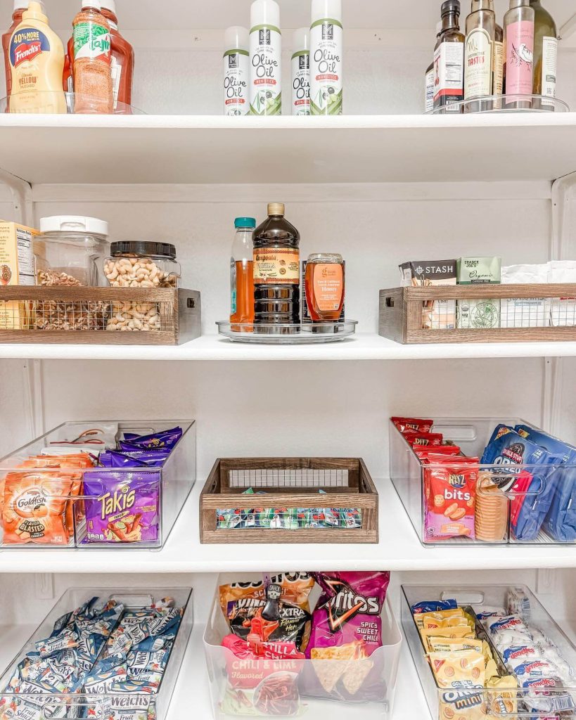 5. Pantry Shelving with Dividers and Bins