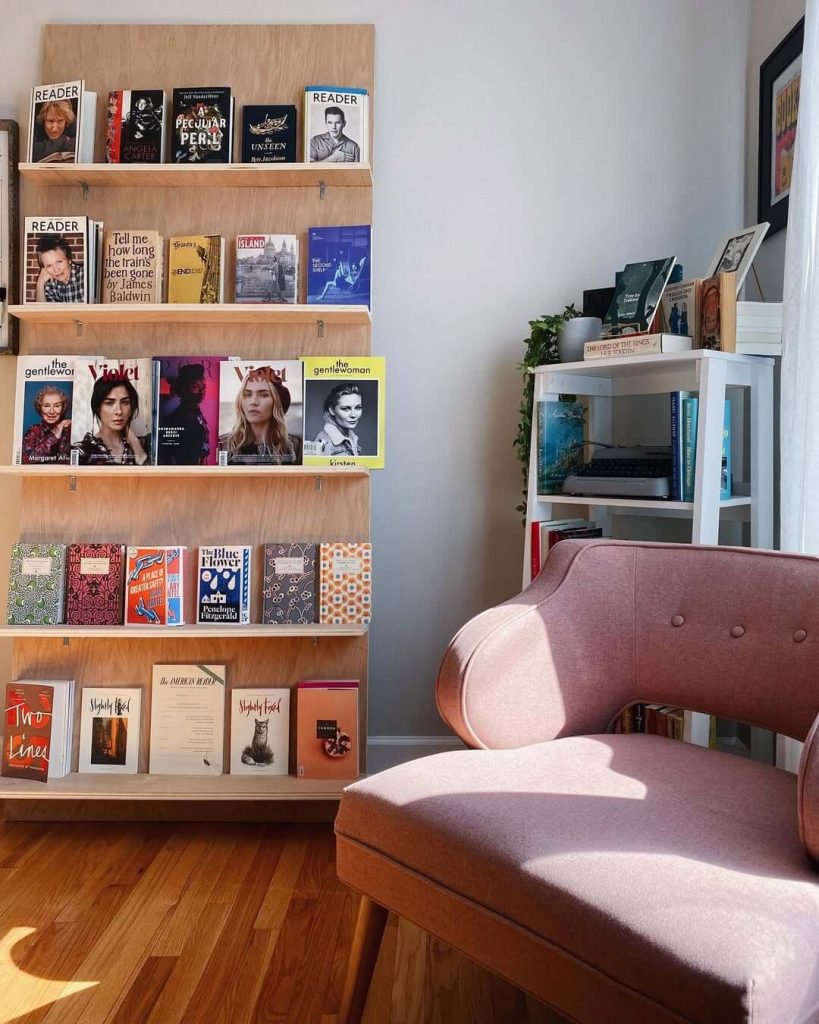 7. Magazine-Style Floating Shelf
