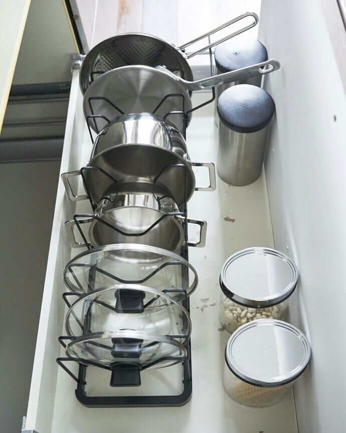 7. Use a Combination Rack for Pots and Lids