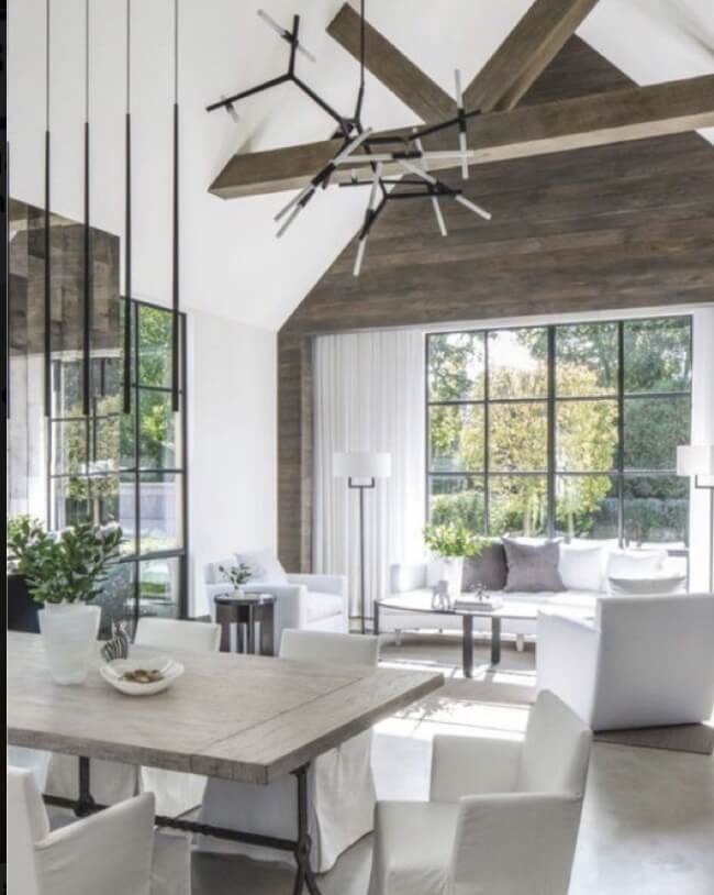 Vaulted Elegance with Exposed Wood Beams