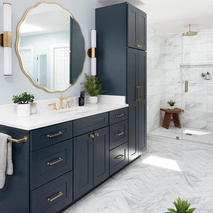 Bold Navy Blue with Brass Accents