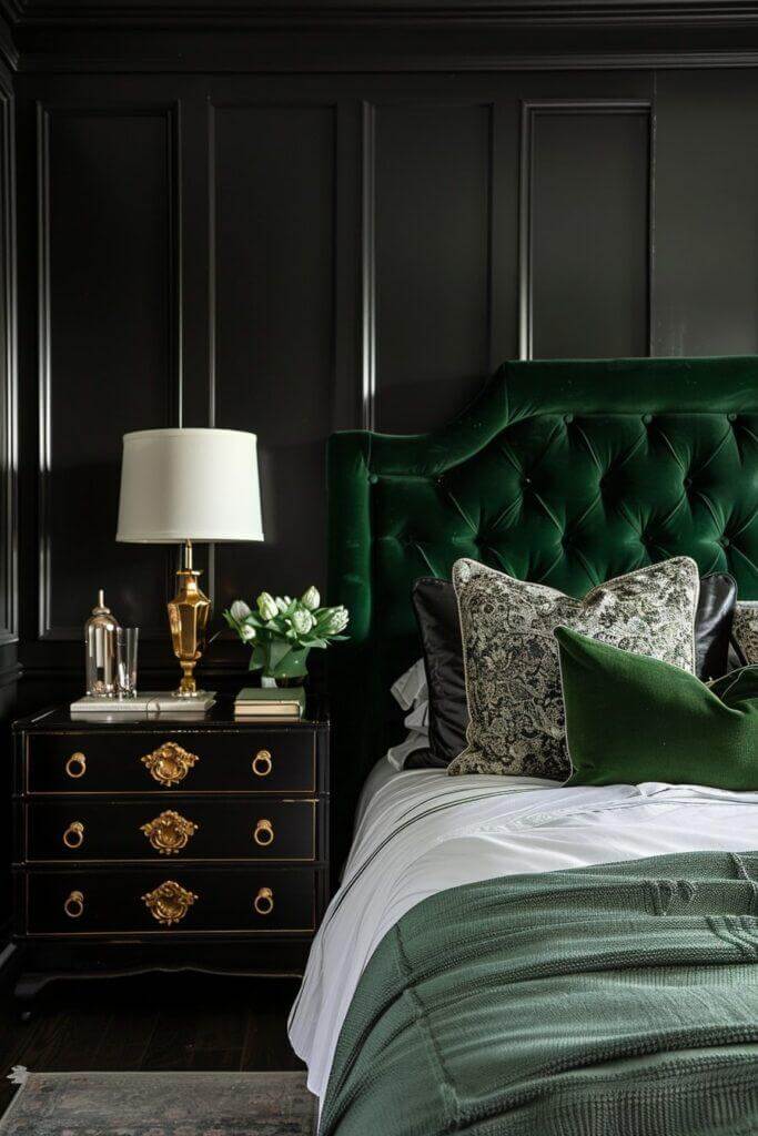 Emerald Velvet and Gold Accents for Classic Glamour