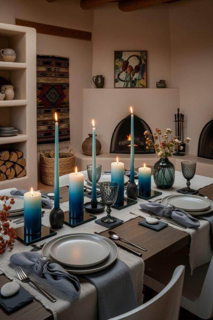 Modern Southwest Vibes with Blue Gradient Candles