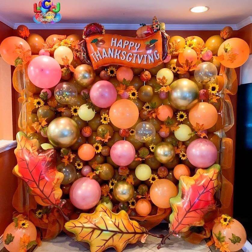 Playful Balloon Thanksgiving Wall Backdrop